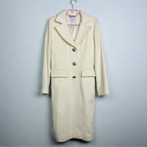 Laundry By Shelli Segal Ivory Wool and Cashmere Long Pea Coat Size 8